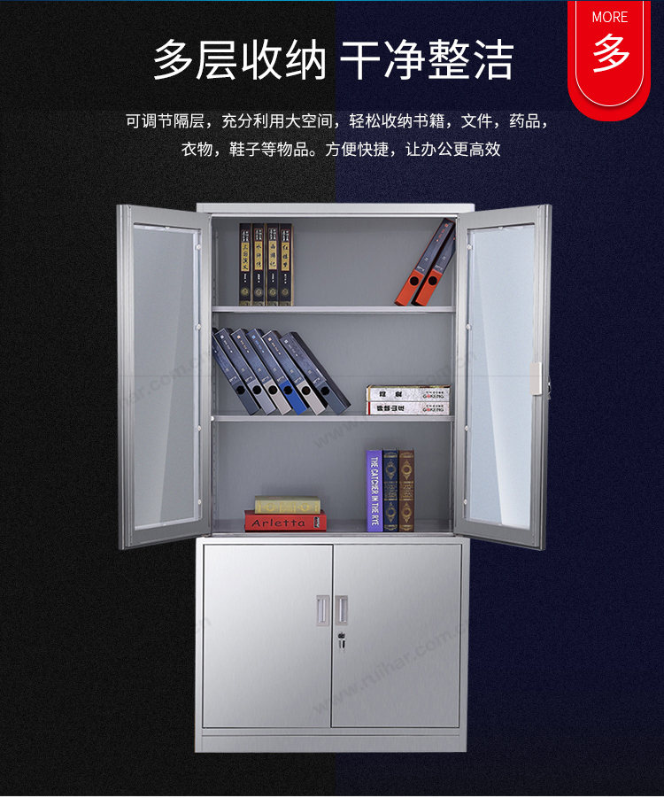 文件柜办公家具资料档案柜医疗器械柜储物柜304不锈钢通双节柜