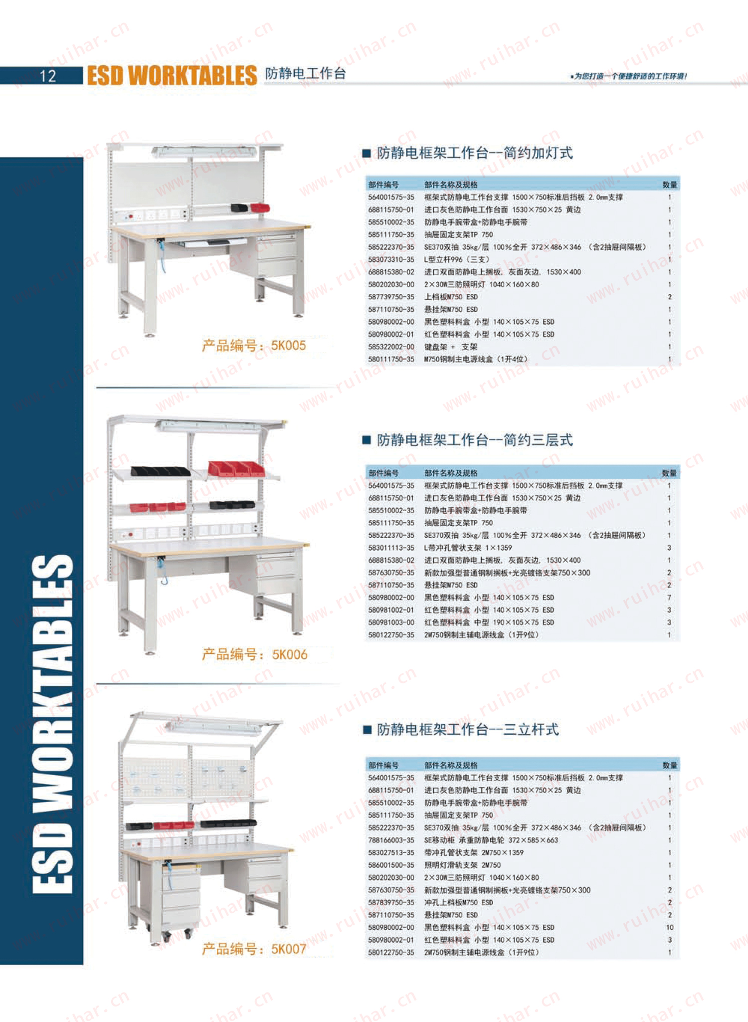 防静电框架工作台（含移动柜，不含单抽、不含电源盒），SEG-03-A，SEG-03-B，SEG-03-C，SEG-03-D,森亿