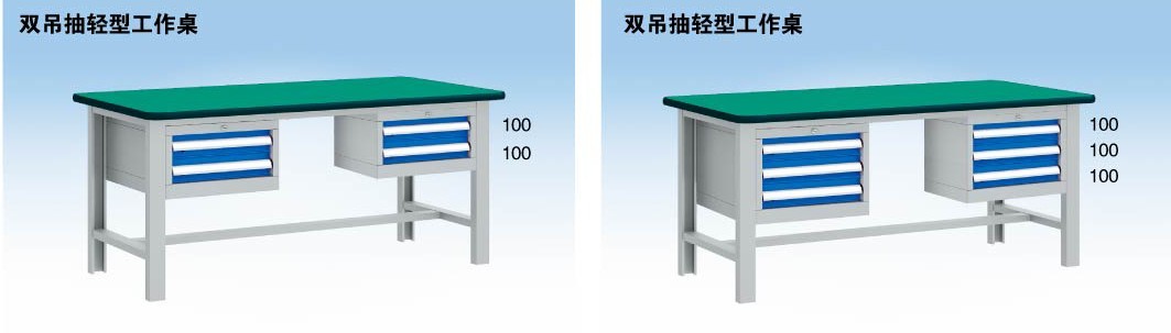 双吊抽轻型工作桌