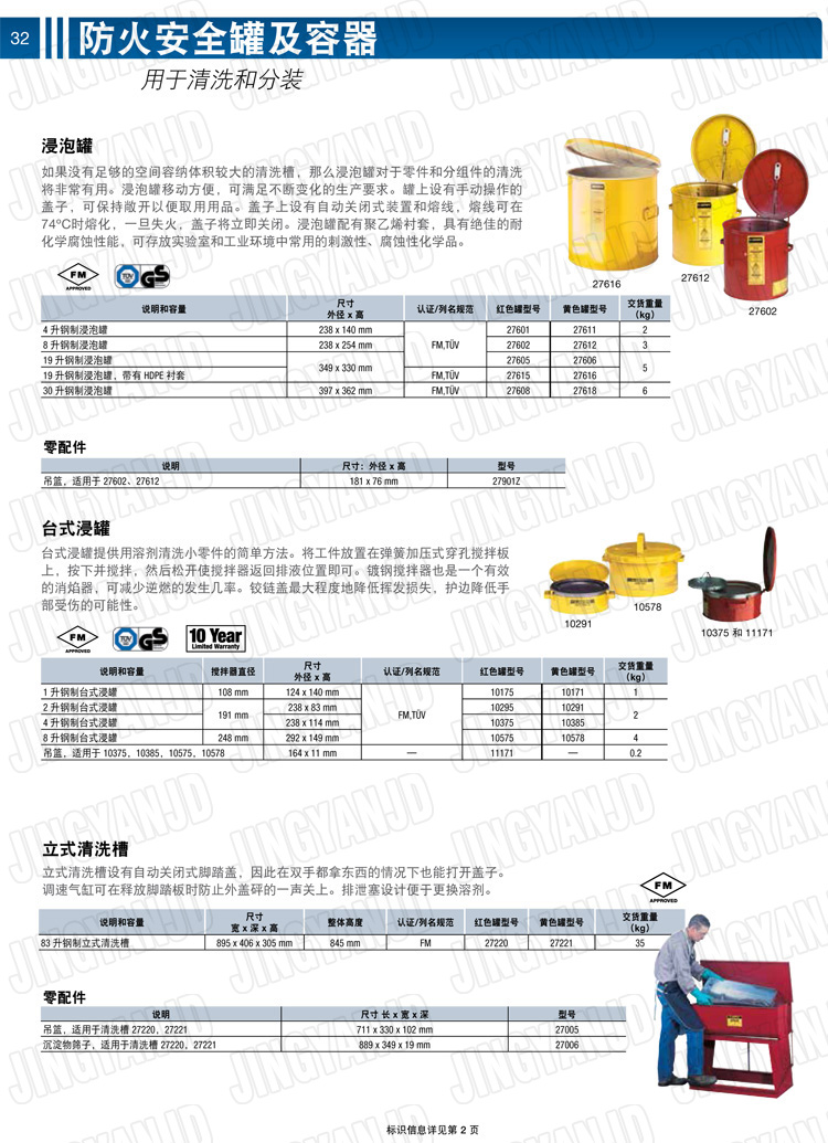 美国杰斯瑞特，justrite，台式浸泡罐，立式清洗槽，清洗罐