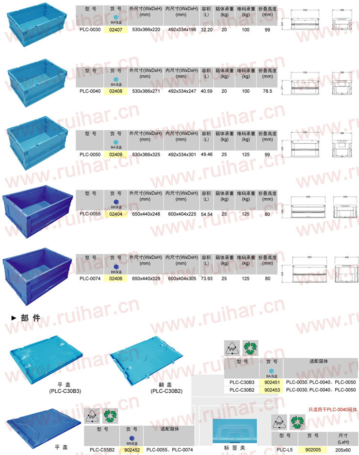 折叠式周转箱,PLC-0074,650x440x329,02406